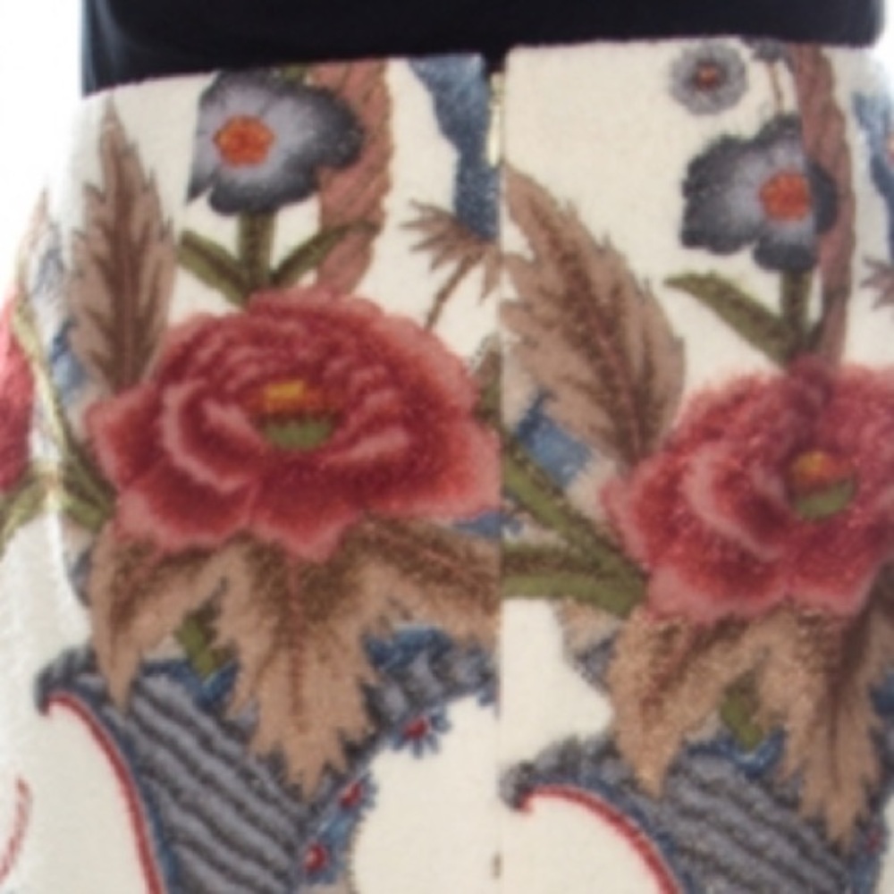 CAROLINA HERRERA FELTED WOOL BLEND PENCIL SKIRT CREAM/MULTI FLORAL SIZE 4 - Picture 6 of 9